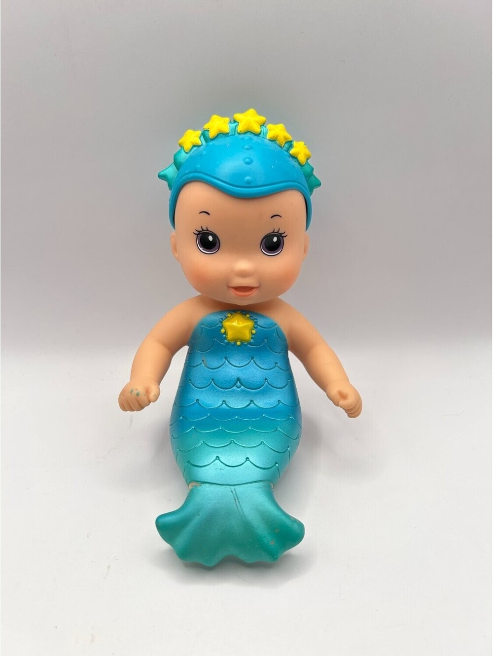 Just Play Waterbabies Mermaid Baby Bath Doll 20cm Blue 2016 Used Tail Paint Wear